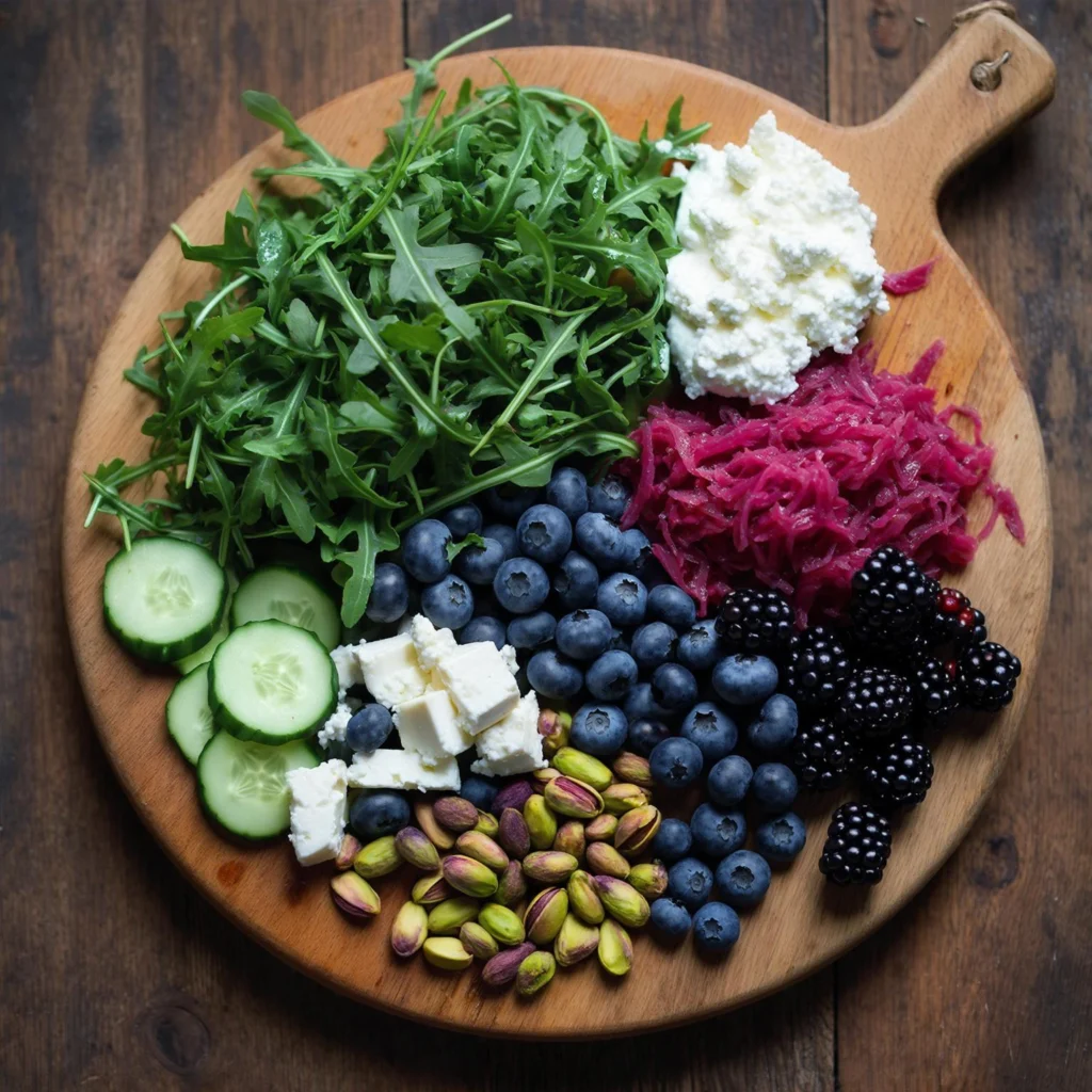 Ingredients for arugula sauerkraut salad