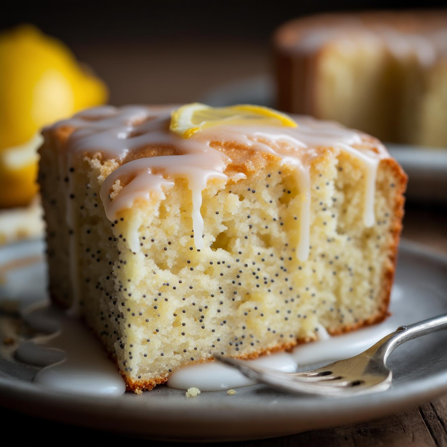 Lemon Dump Cake with Poppy Seeds fresh from the oven