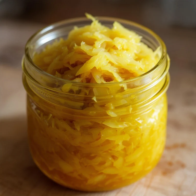 Pineapple Turmeric Sauerkraut in mason jar